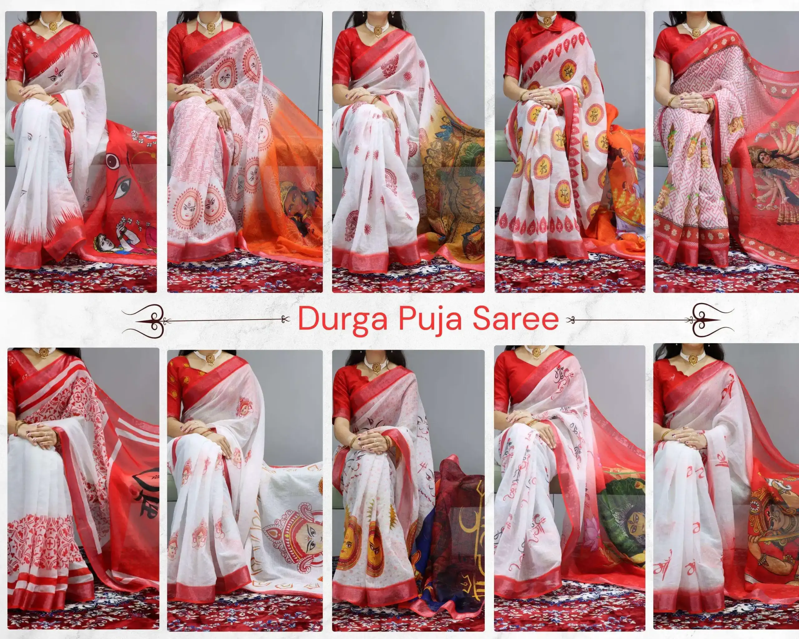 Ossm Yashree Art Linen Silver Zari Border Saree