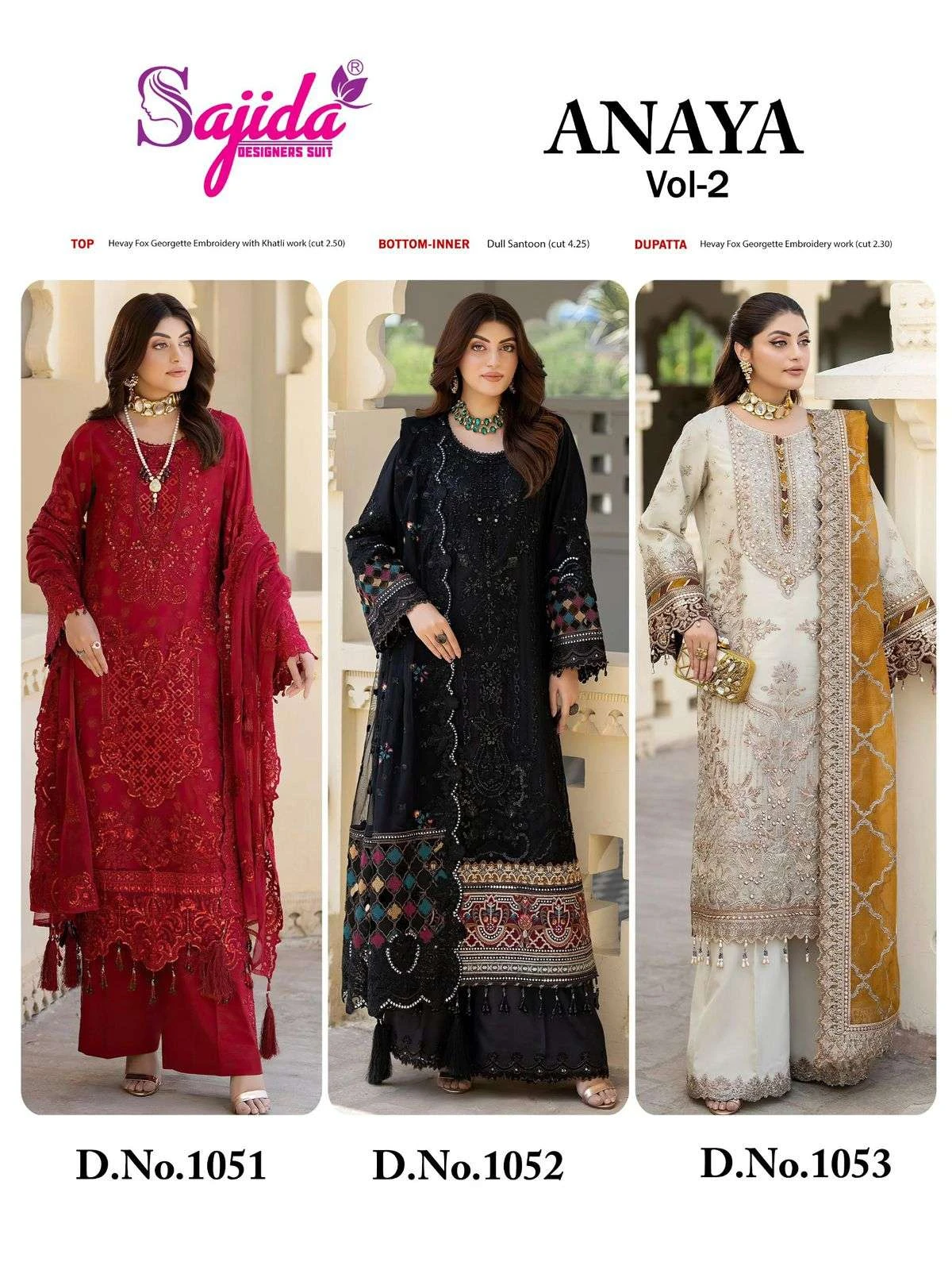 Sajida Sajida Designer Design No – 1051-1052-1053