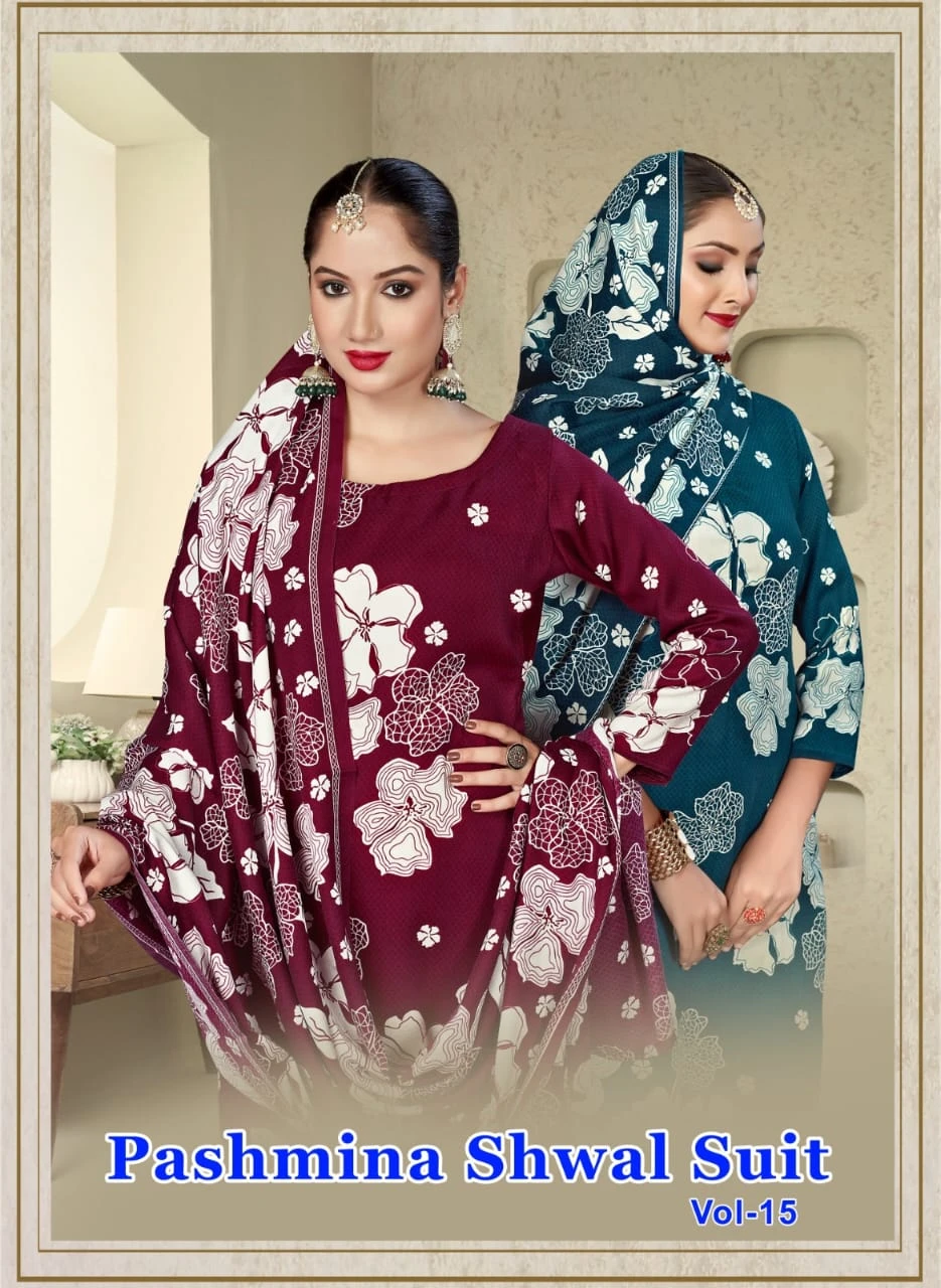 SAT Pashmina Shwal Suit Vol 15