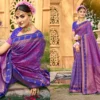 Bunawat Lazrre Silk Sangam Prints Soft Silk Woven Work Traditional Saree Collection