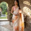 Kc 909 Satin Georgette with Hand Print Designer Saree