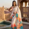 Kc 909 Satin Georgette with Hand Print Designer Saree