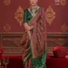 Kreshva Kalki Silk Ikkat Design with Hand Marmo Finish Saree Collection