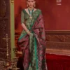 Kreshva Kalki Silk Ikkat Design with Hand Marmo Finish Saree Collection