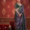Kreshva Kalki Silk Ikkat Design with Hand Marmo Finish Saree Collection