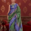 Kreshva Kalki Silk Ikkat Design with Hand Marmo Finish Saree Collection