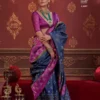Kreshva Kalki Silk Ikkat Design with Hand Marmo Finish Saree Collection