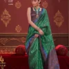 Kreshva Kalki Silk Ikkat Design with Hand Marmo Finish Saree Collection