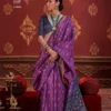 Kreshva Kalki Silk Ikkat Design with Hand Marmo Finish Saree Collection