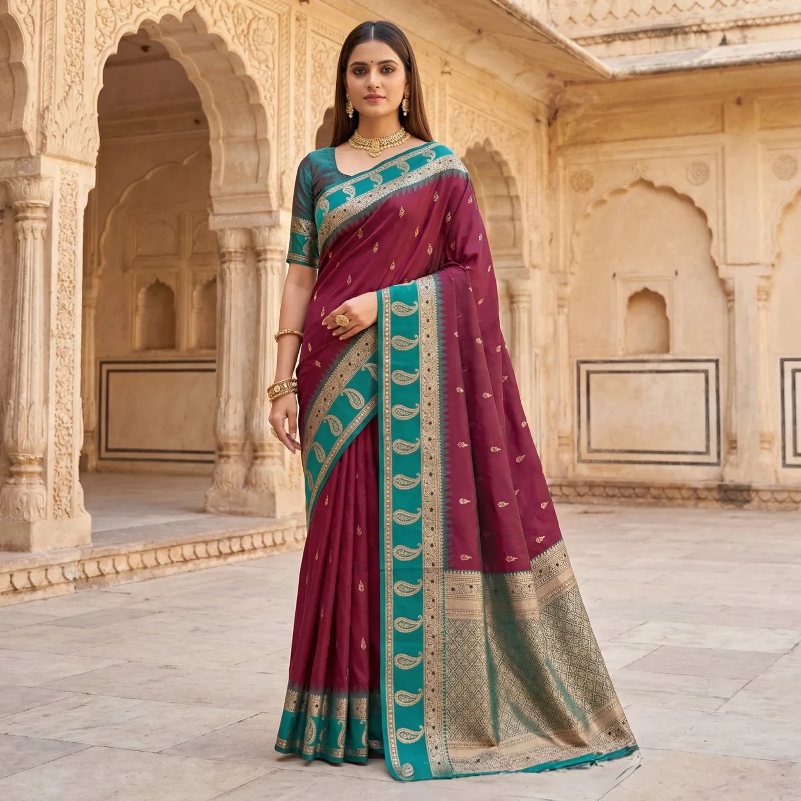 Mb 187 Premium Banarasi Silk Zari Butti Weaving Saree Collection