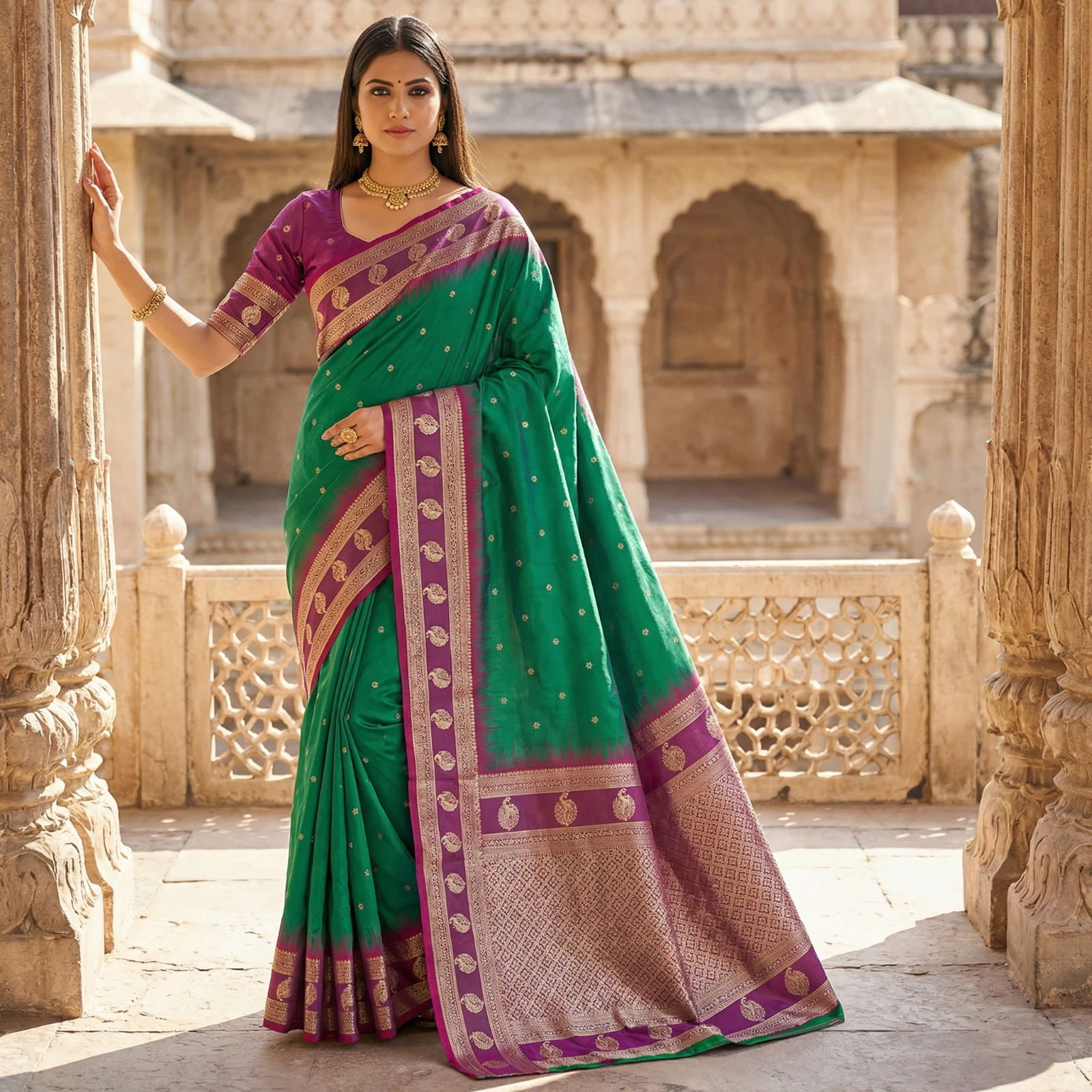 Mb 188 Soft Banarasi Silk Zari Butti Weaving Saree Collection