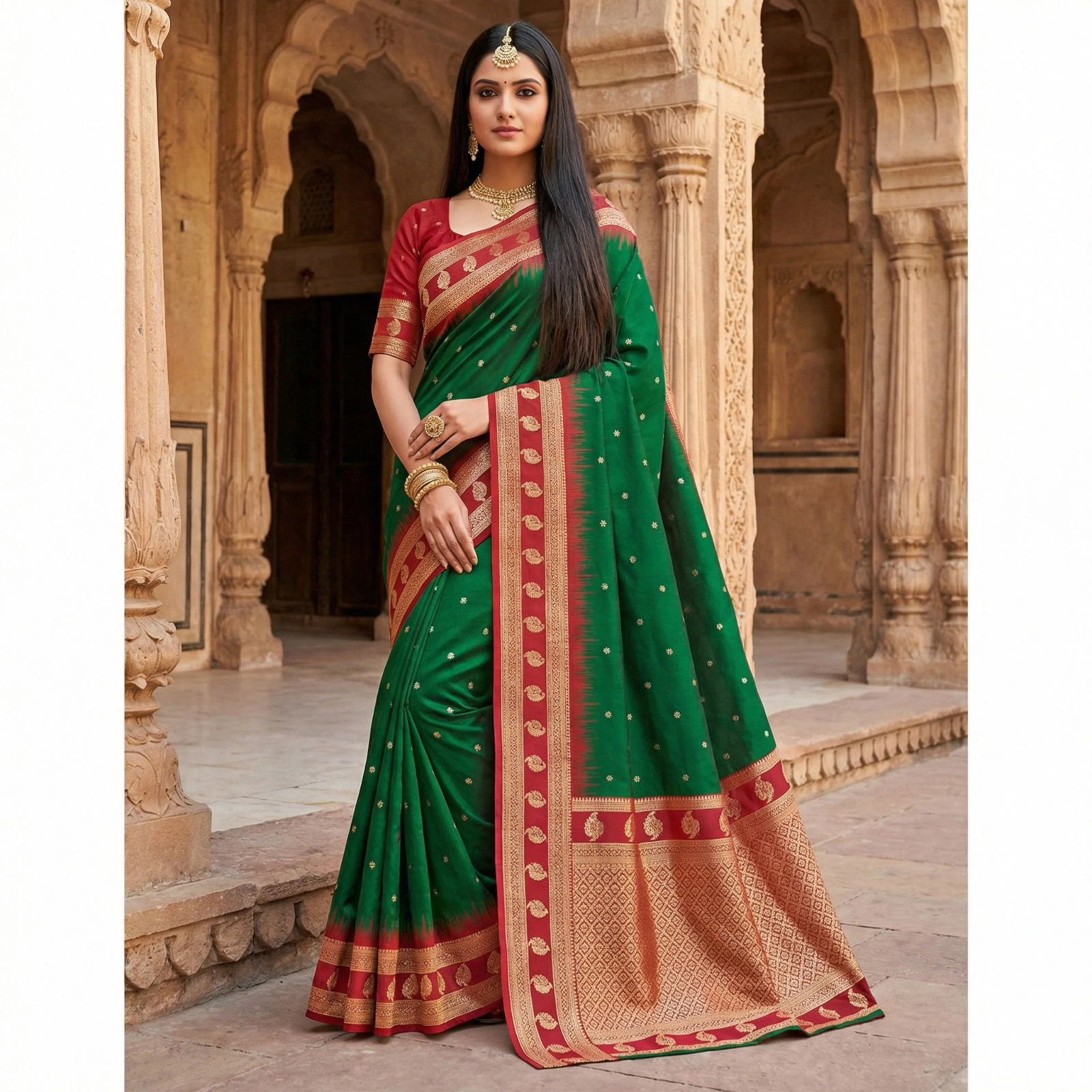 Mb 188 Soft Banarasi Silk Zari Butti Weaving Saree Collection