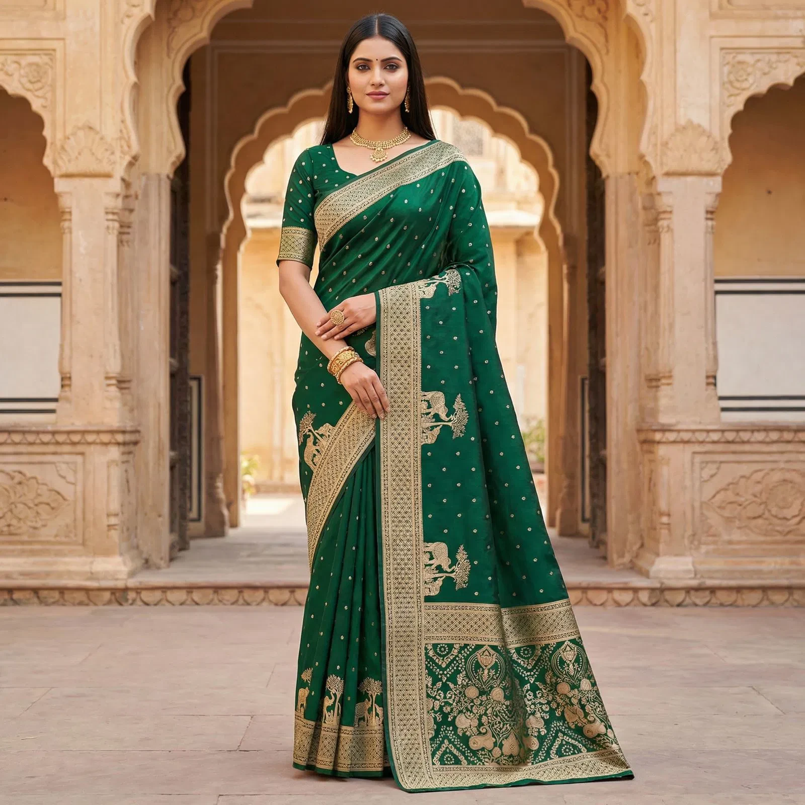 Mb 25 Gajraj Pure Banarasi Silk Zari Motifs Saree Callection