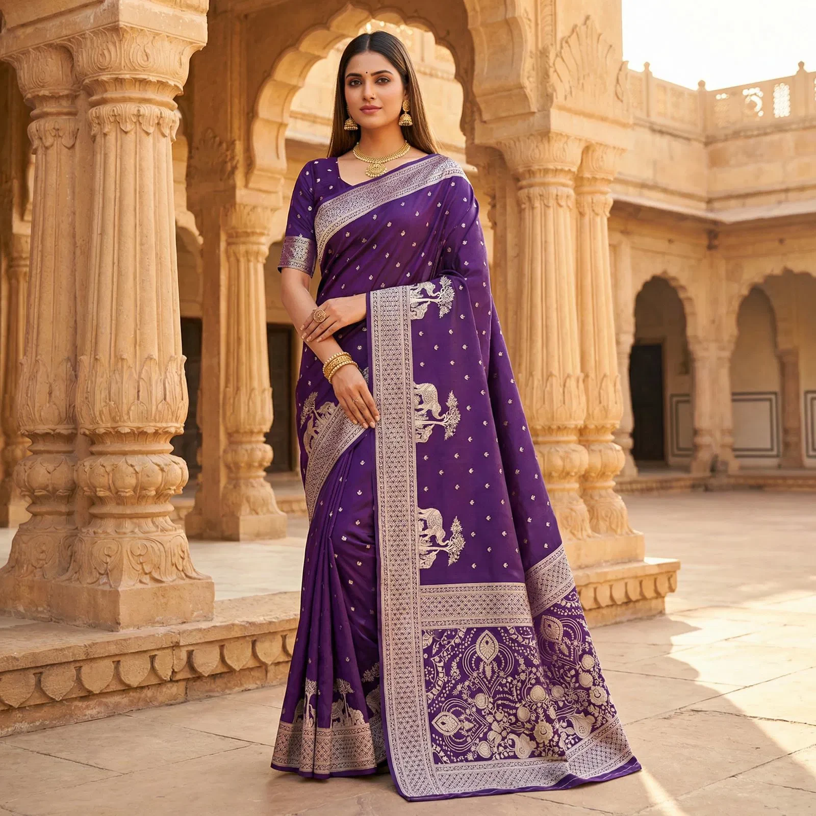 Mb 25 Gajraj Pure Banarasi Silk Zari Motifs Saree Callection