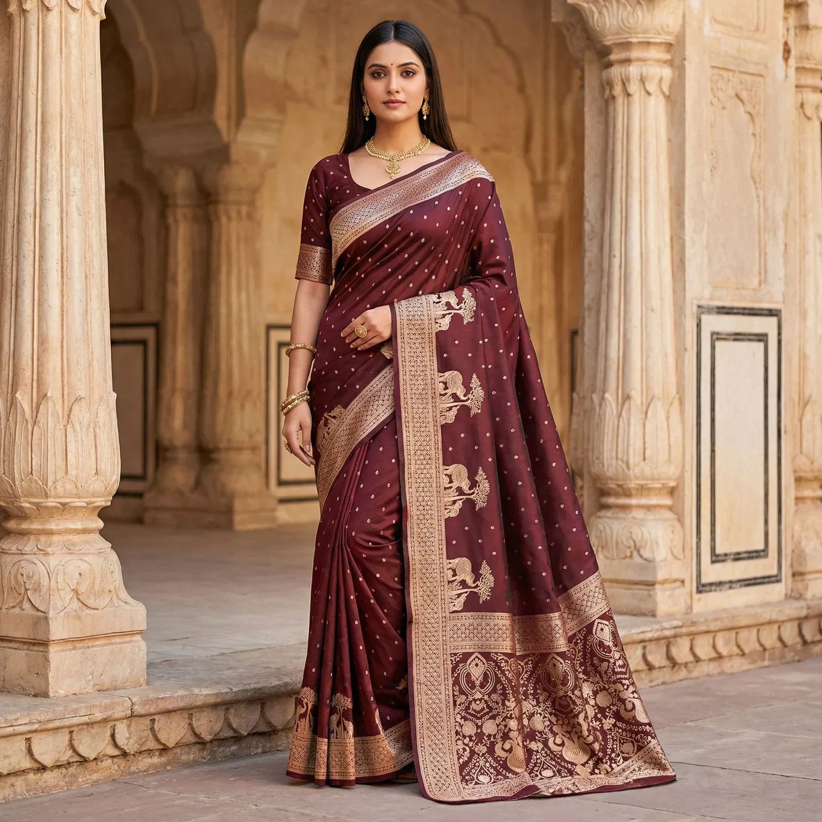 Mb 25 Gajraj Pure Banarasi Silk Zari Motifs Saree Callection