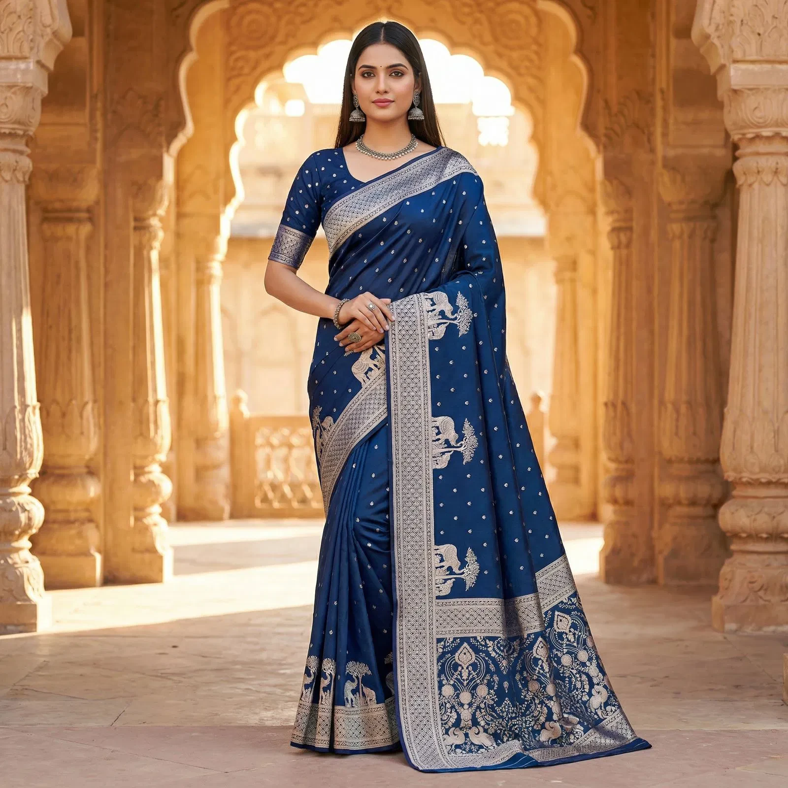 Mb 25 Gajraj Pure Banarasi Silk Zari Motifs Saree Callection