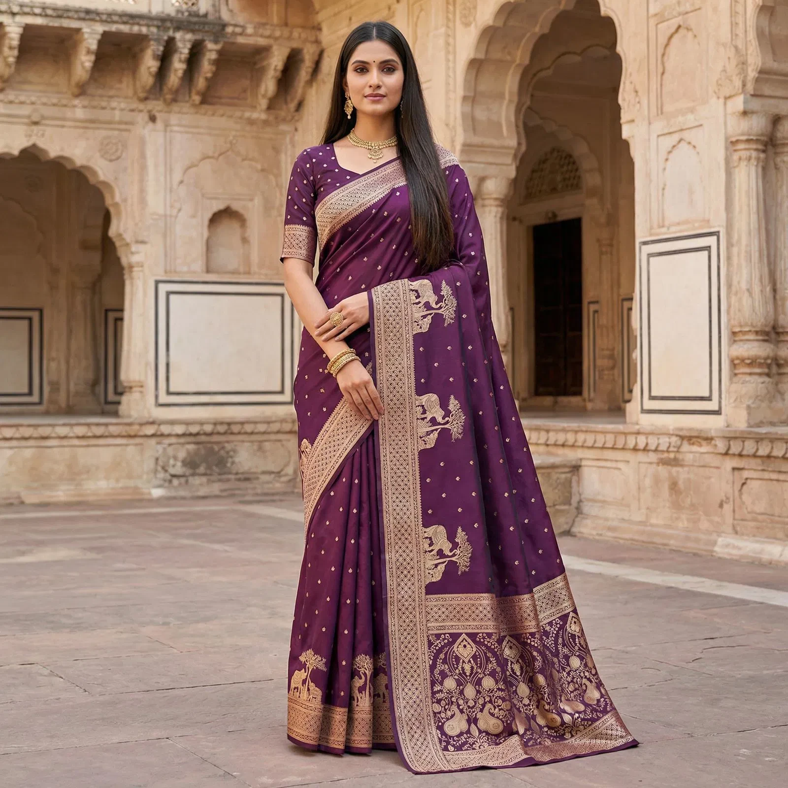 Mb 25 Gajraj Pure Banarasi Silk Zari Motifs Saree Callection