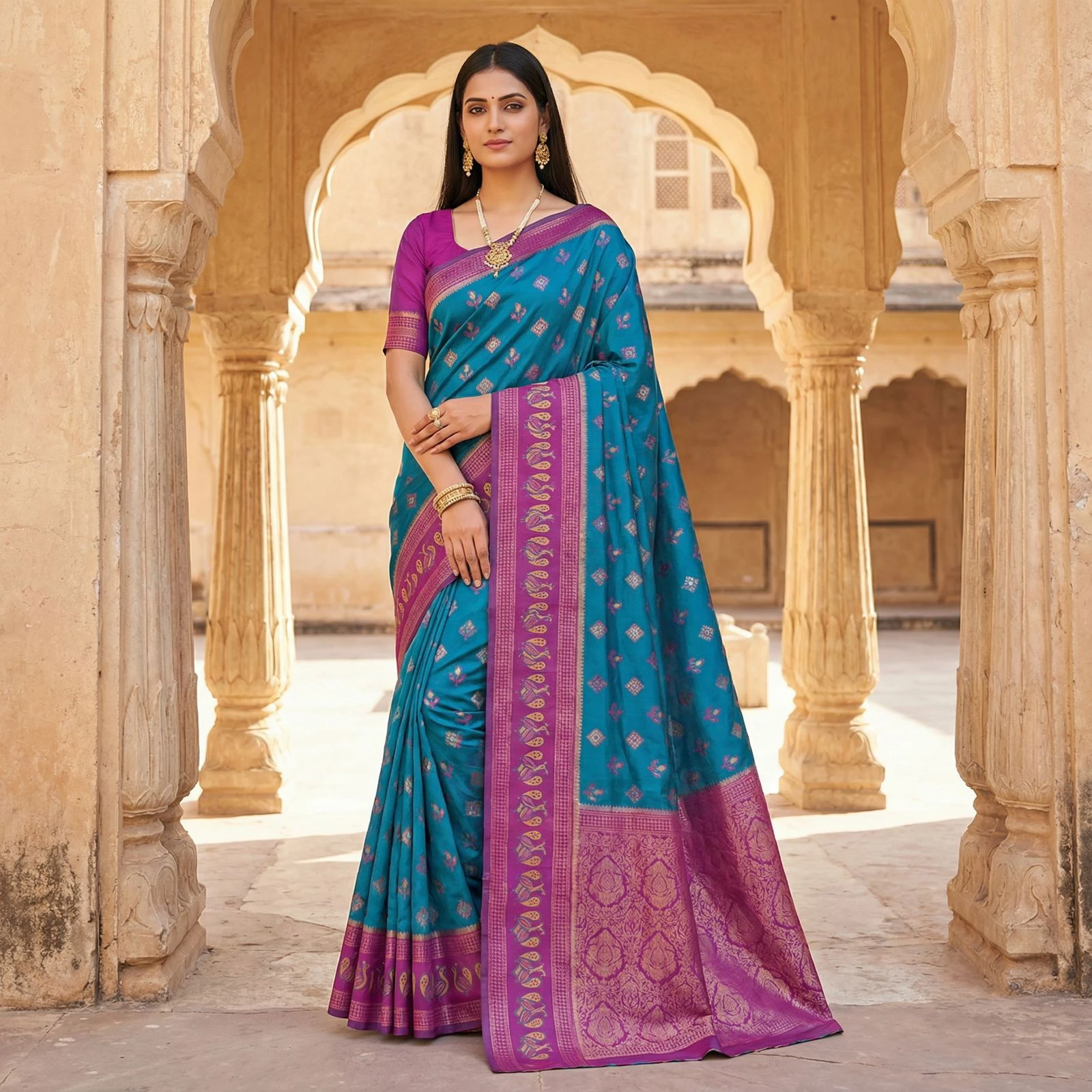 Mb 6134 Silk Blend Pochampalli Ikkat Saree Collection