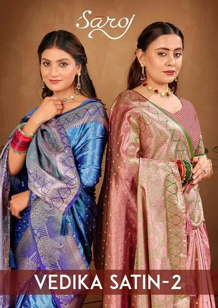 Saroj Vedika Satin Vol 2 Satin Silk Wedding Wear Saree Collection