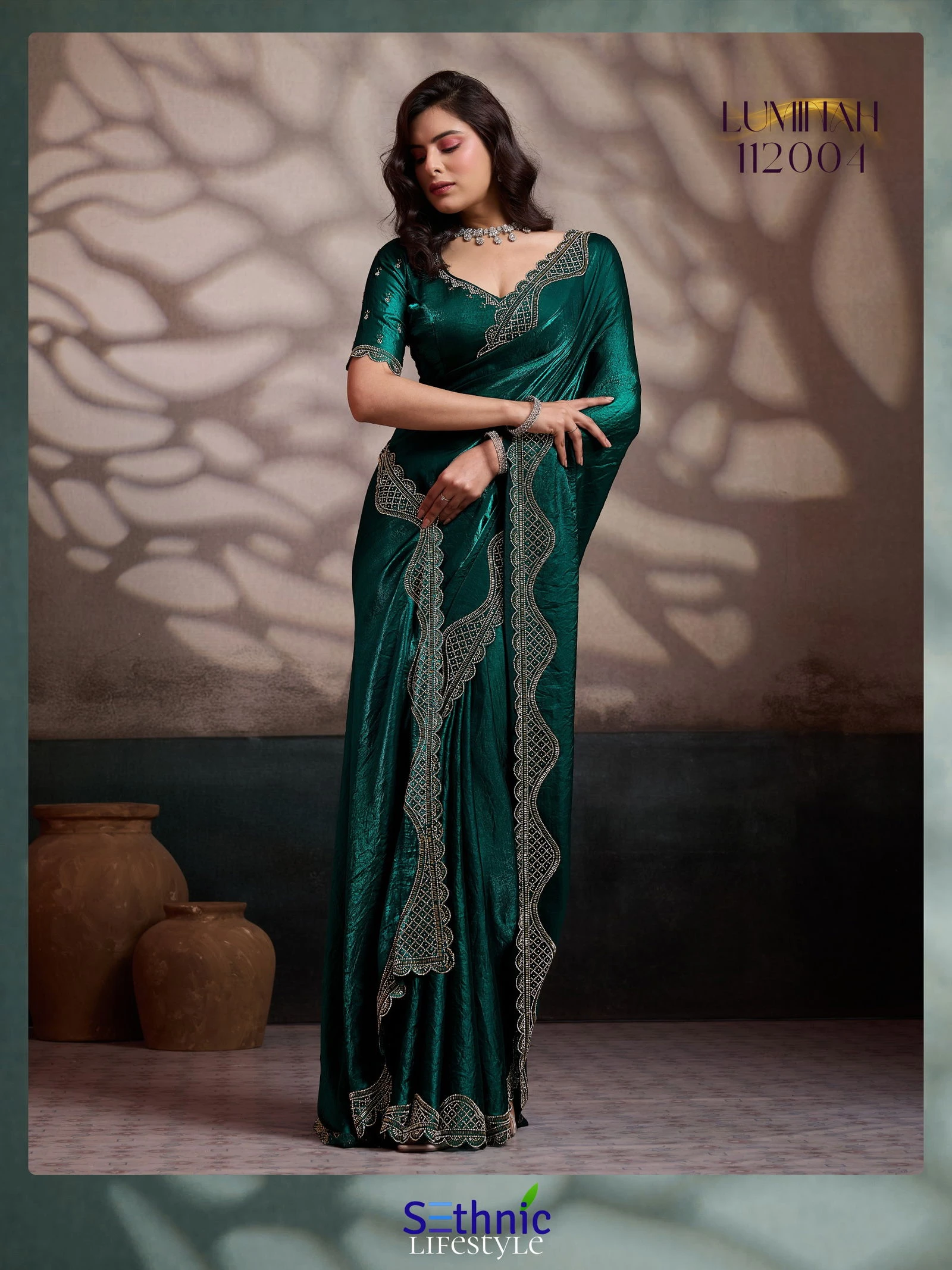 Sethnic Luminah Velvet Satin with Zarkan Border Party Wear Saree Collection