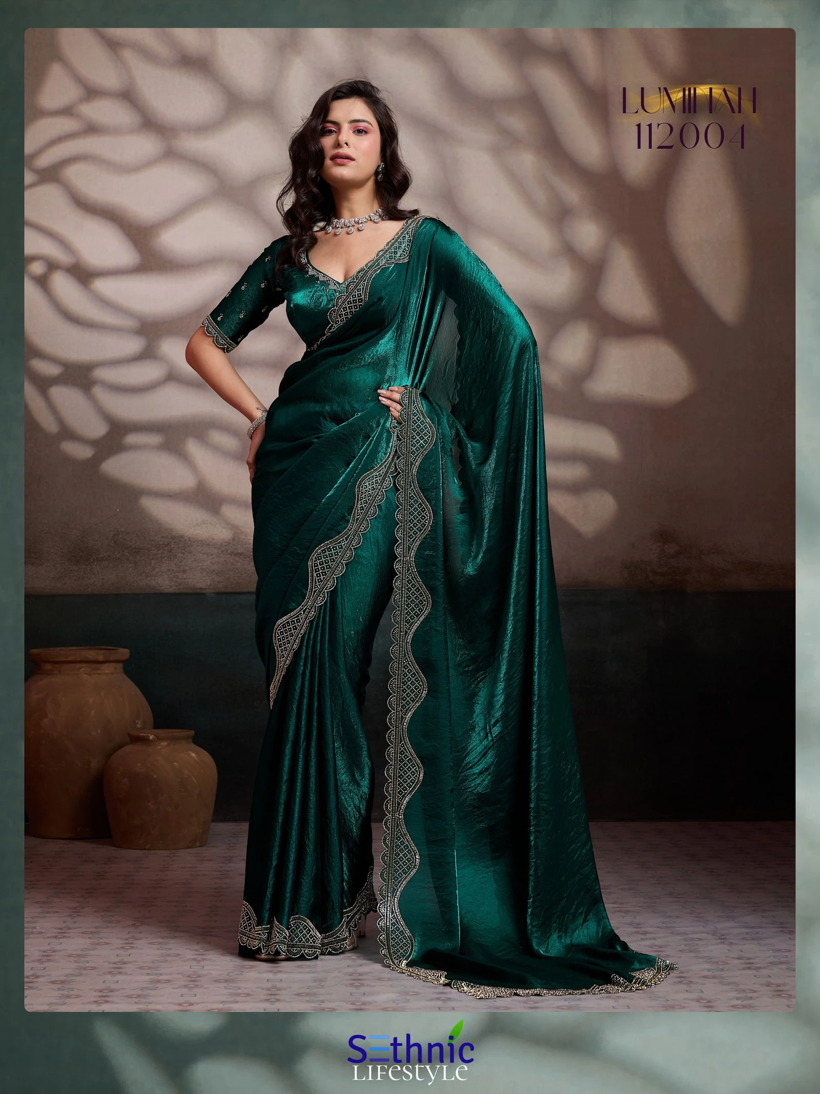 Sethnic Luminah Velvet Satin with Zarkan Border Party Wear Saree Collection