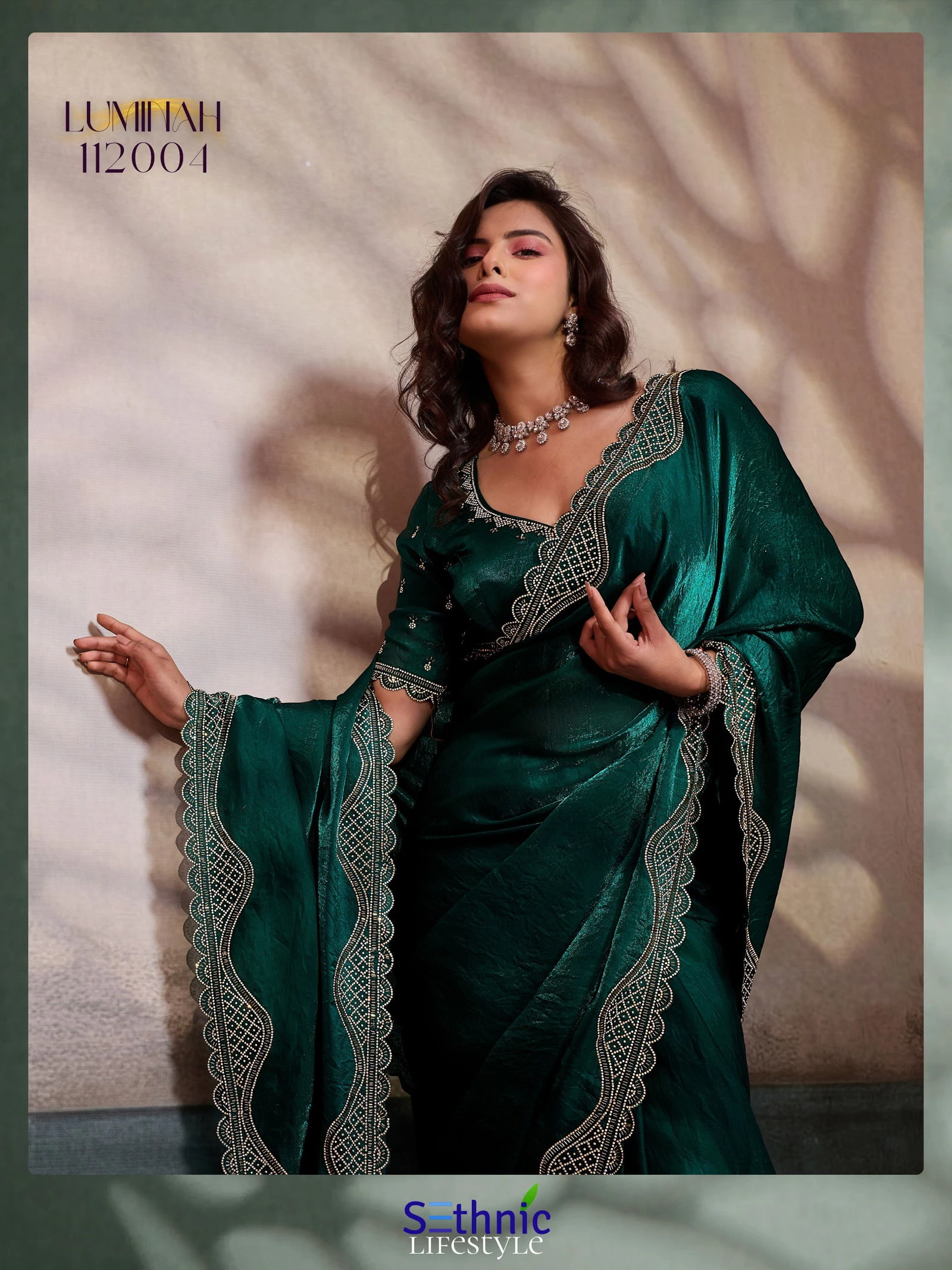 Sethnic Luminah Velvet Satin with Zarkan Border Party Wear Saree Collection