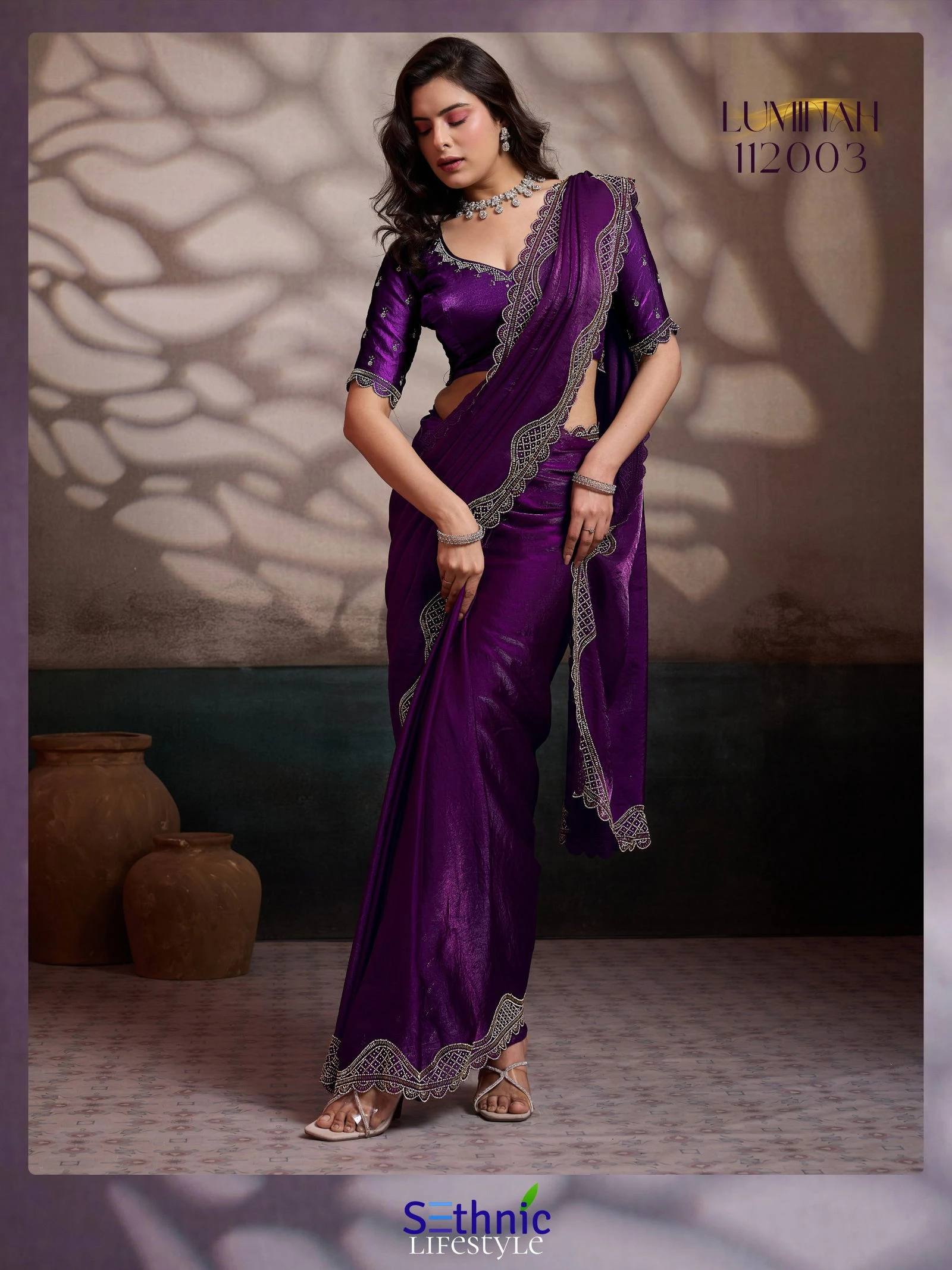 Sethnic Luminah Velvet Satin with Zarkan Border Party Wear Saree Collection