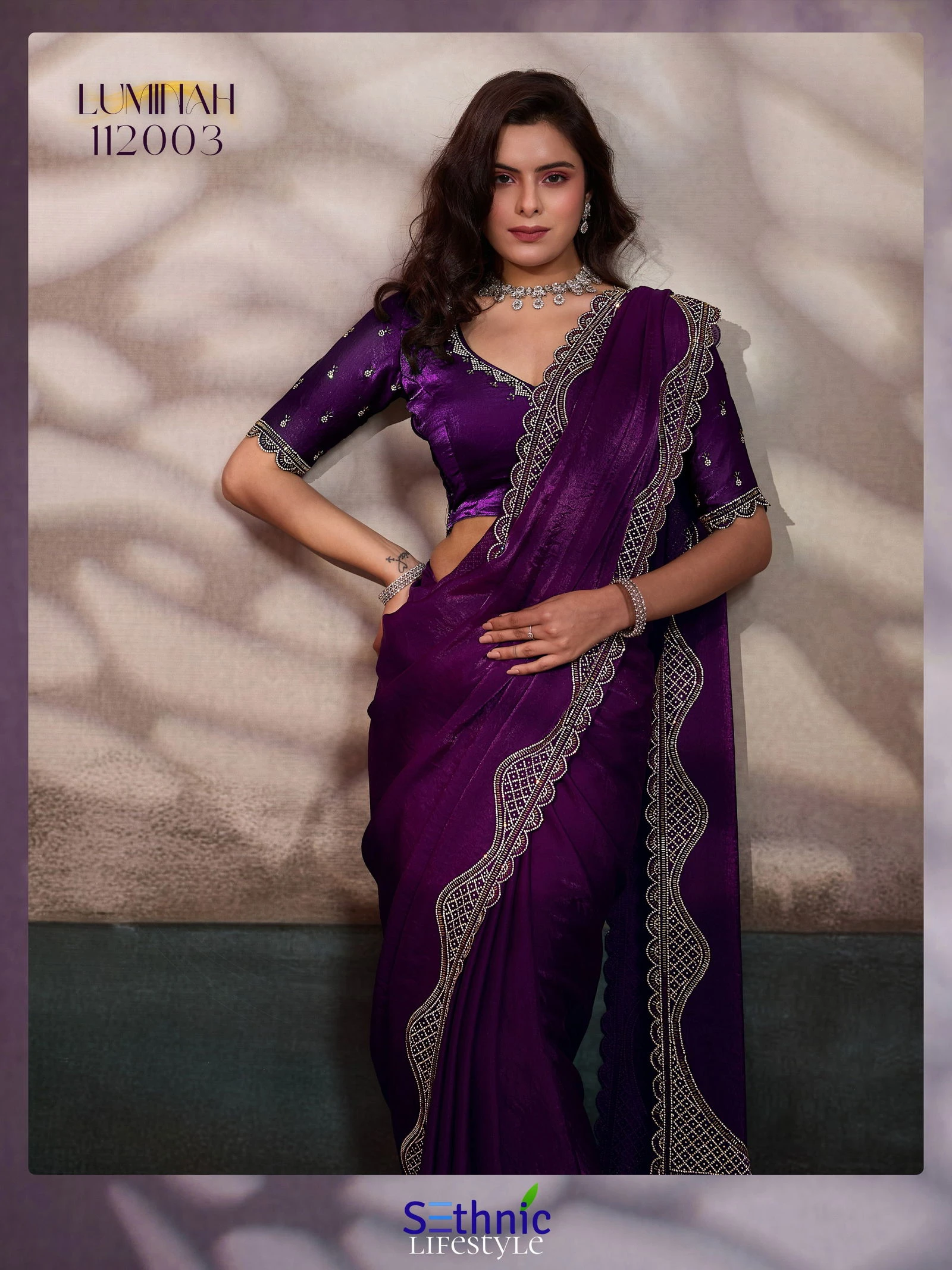 Sethnic Luminah Velvet Satin with Zarkan Border Party Wear Saree Collection