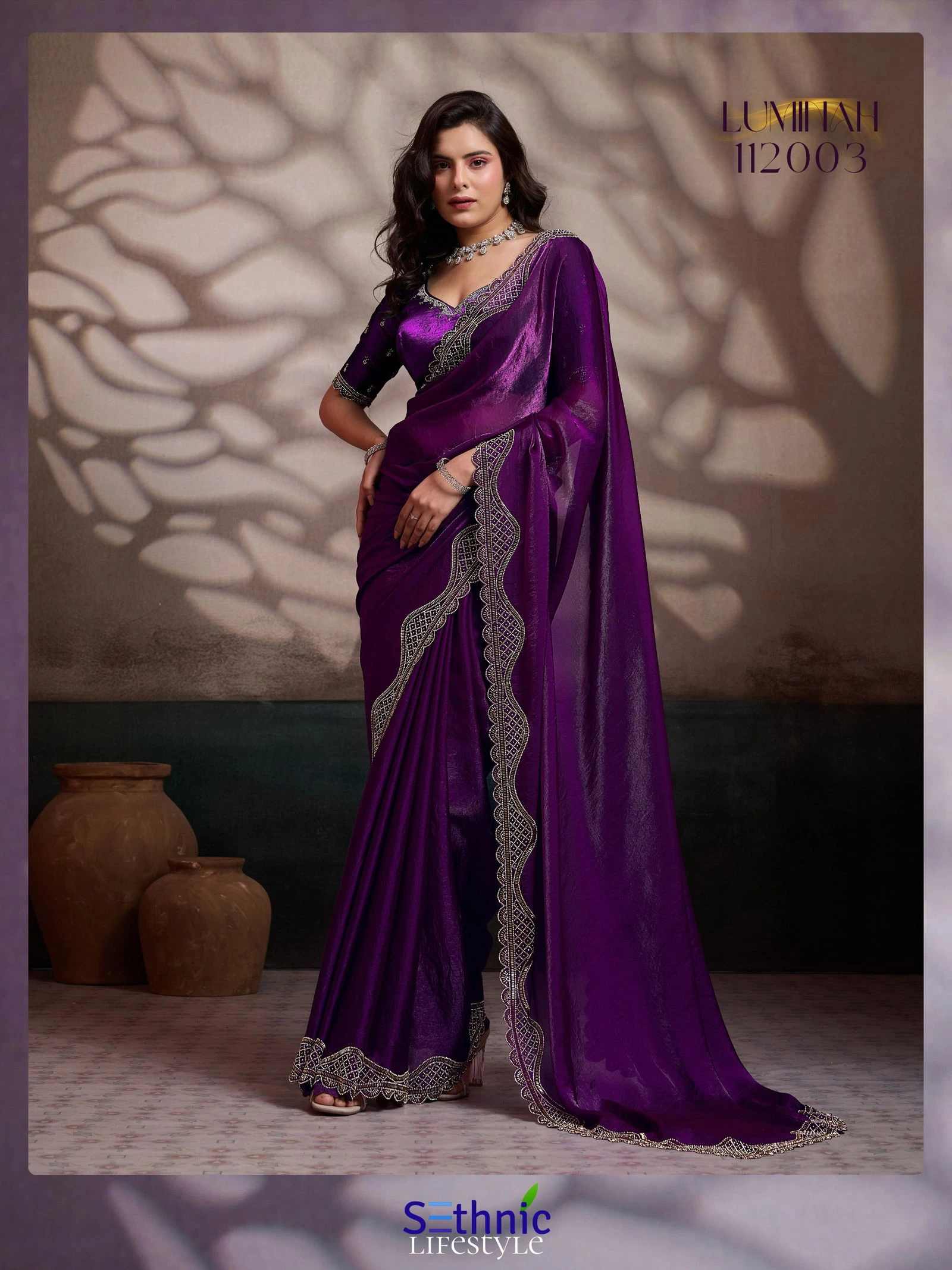 Sethnic Luminah Velvet Satin with Zarkan Border Party Wear Saree Collection