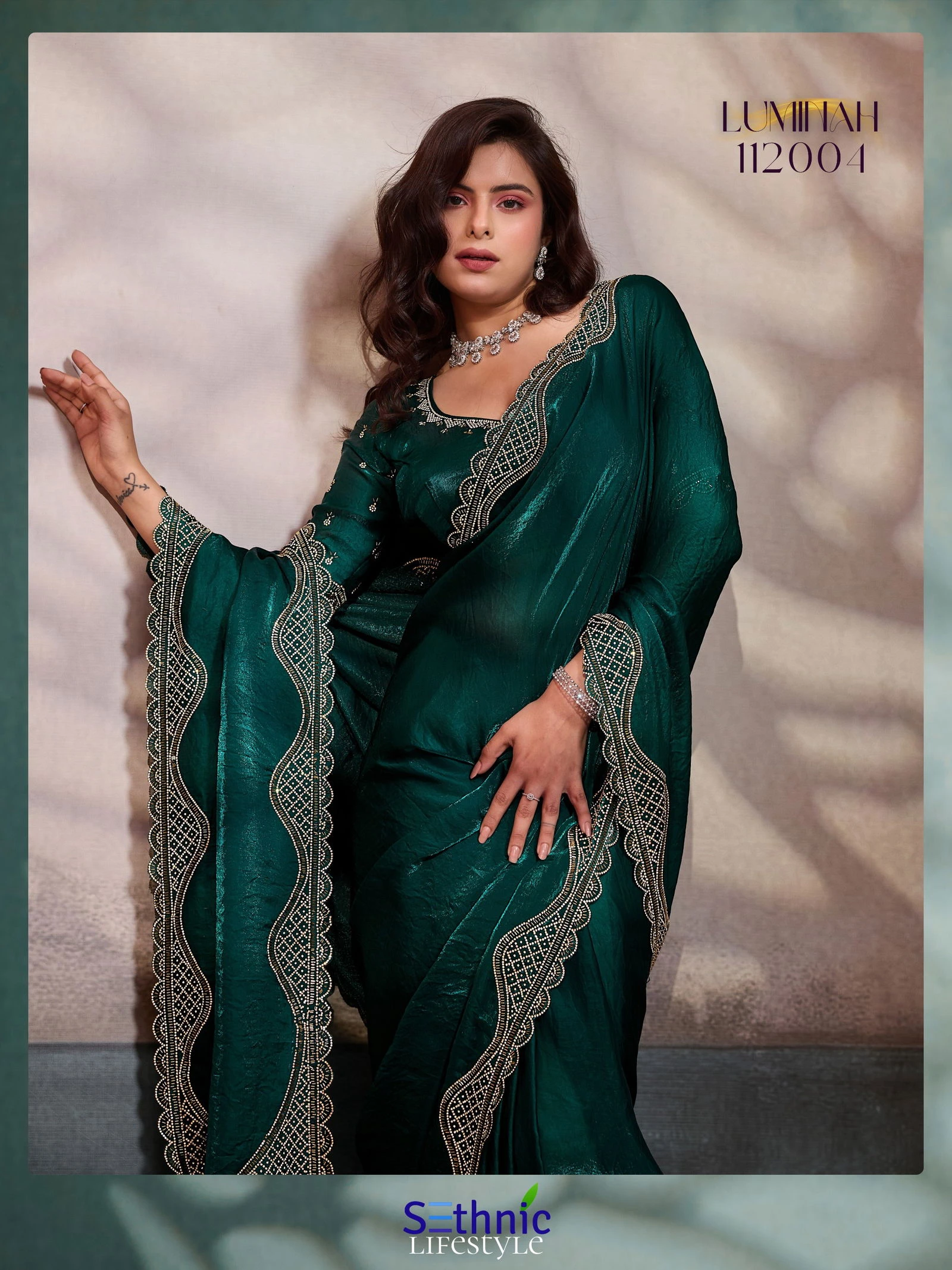 Sethnic Luminah Velvet Satin with Zarkan Border Party Wear Saree Collection