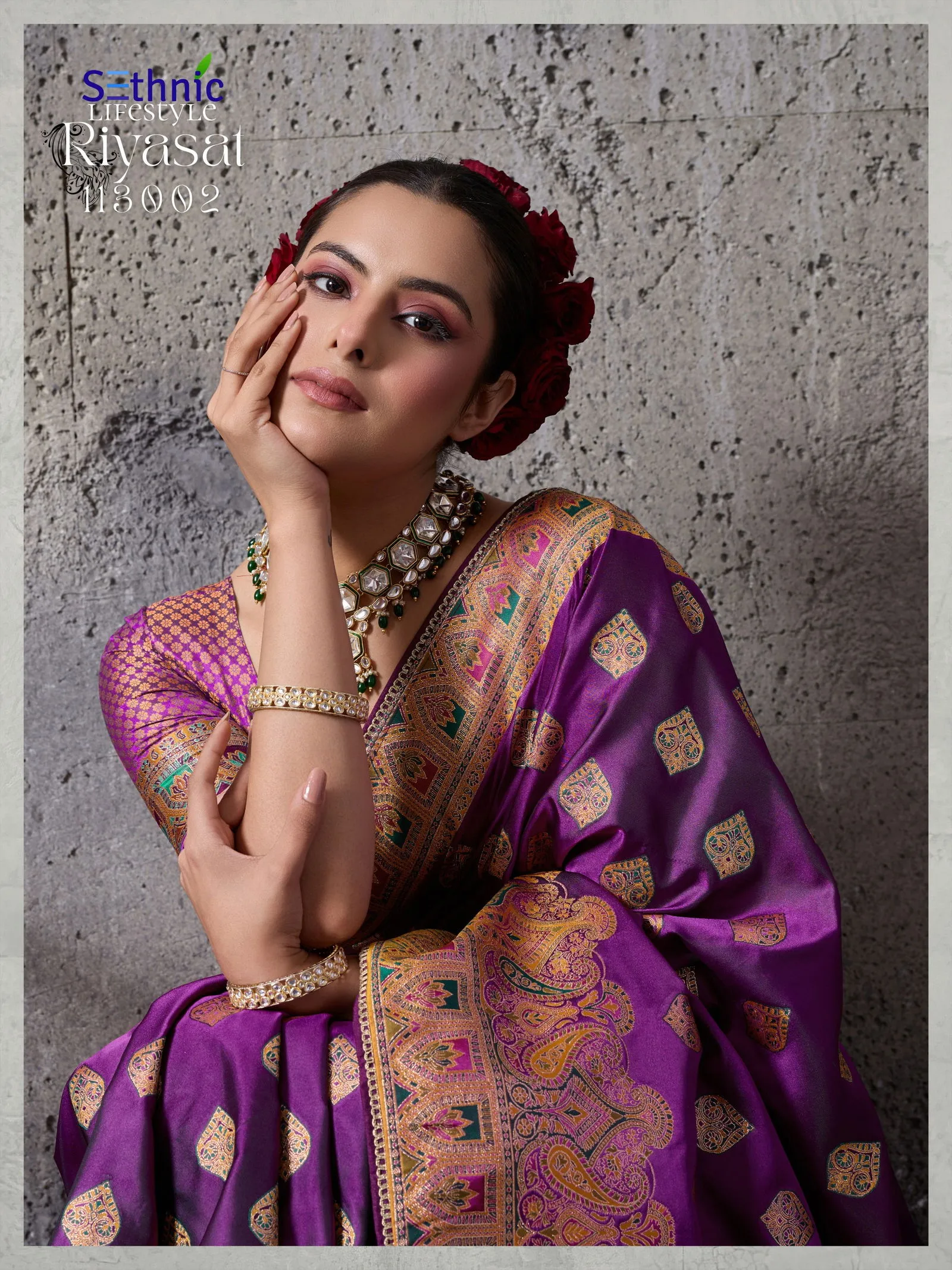 Sethnic Riyasat Makhmal Satin Silk Meenakari Traditional Wear Saree Collection