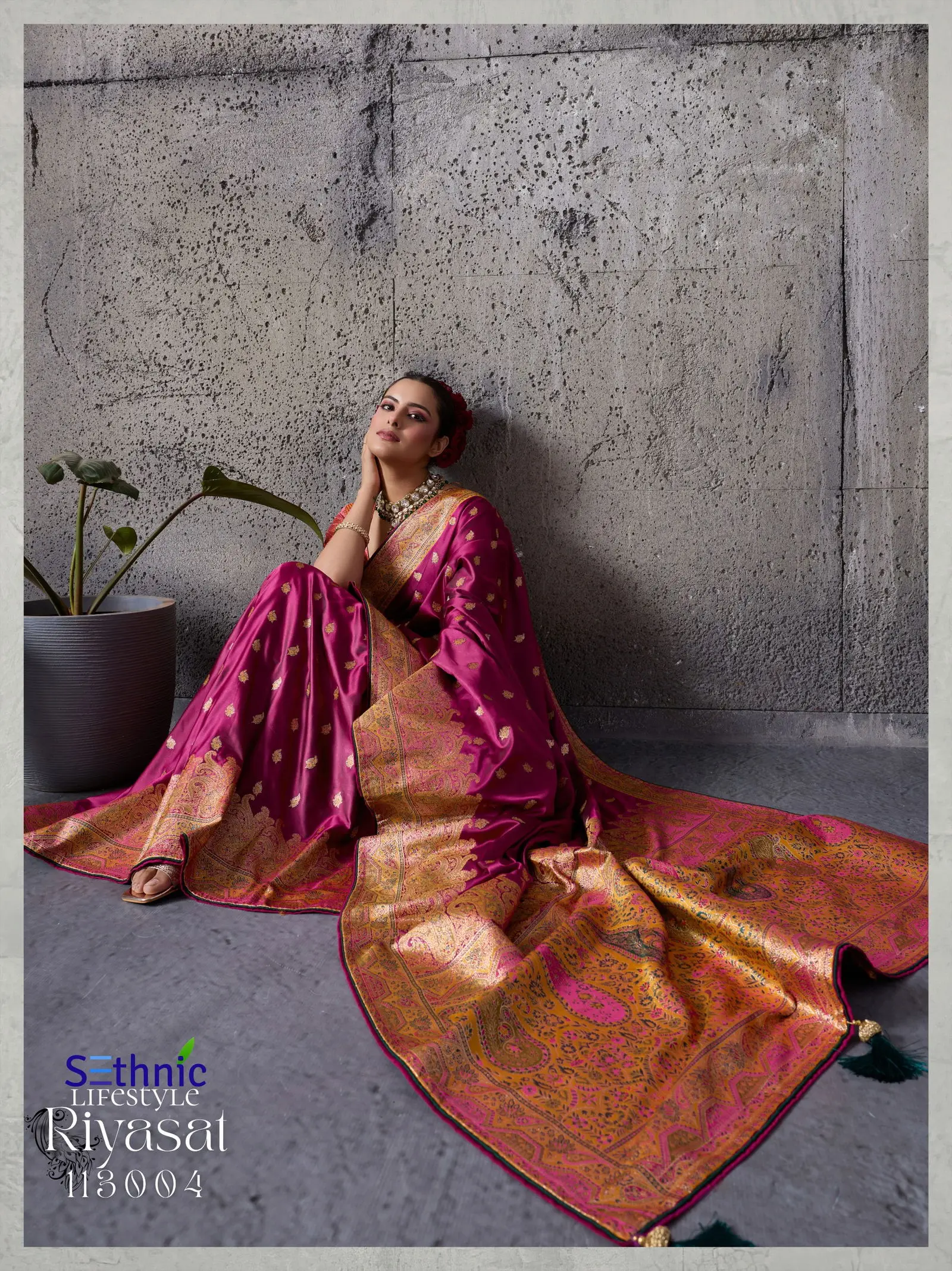 Sethnic Riyasat Makhmal Satin Silk Meenakari Traditional Wear Saree Collection
