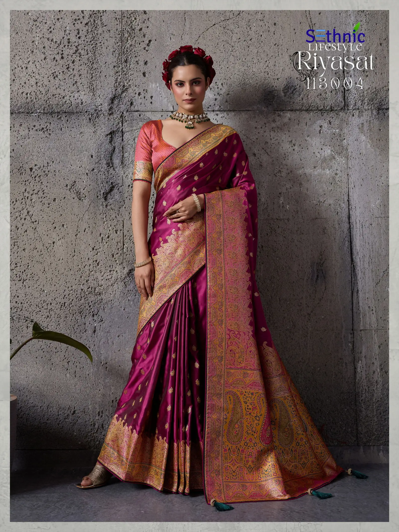 Sethnic Riyasat Makhmal Satin Silk Meenakari Traditional Wear Saree Collection