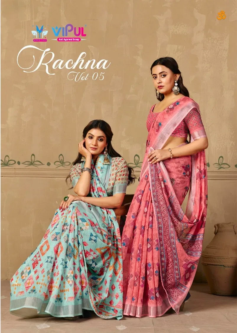 Vipul Rachna Vol 5 Linen Casual Wear Saree Collection