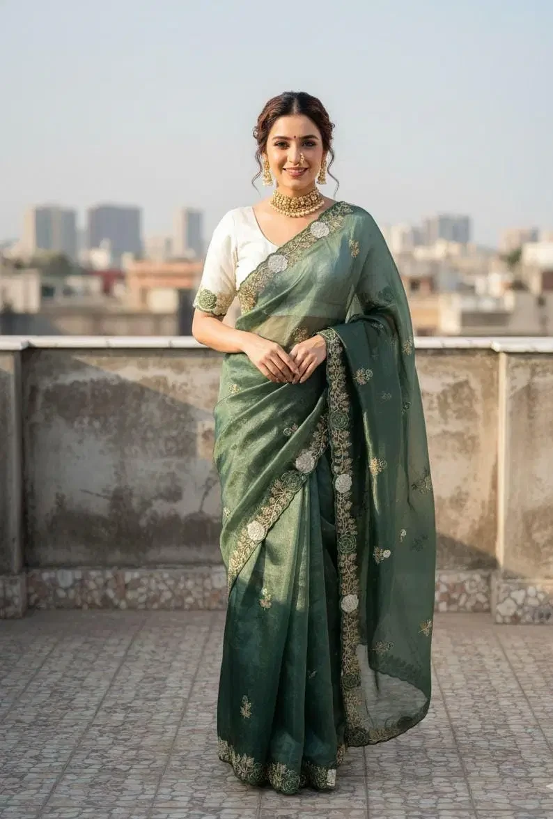 Vt 811 T Gold Crush Embroidery with Multi Threaded Designer Saree Collection