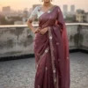 Vt 811 T Gold Crush Embroidery with Multi Threaded Designer Saree Collection
