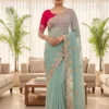 Vt 829 T Moss Chiffon Multi Thread Worked Fancy Saree Collection