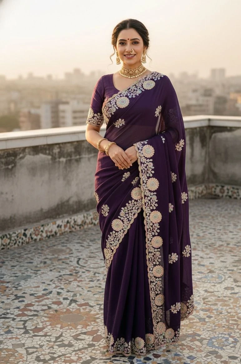 Vt 830 T Vichitra Embroidery Worked Wedding Wear Saree Collection
