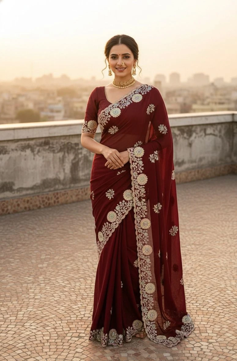 Vt 830 T Vichitra Embroidery Worked Wedding Wear Saree Collection