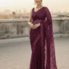 Vt 833 T Georgette Silk Sequence Worked Premium Saree Collection