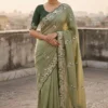 Vt 834 T Soft Vichitra Silk Thread Work Designer Saree Collection