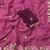 Ah New Rosewood Georgette Embriodery Worked Party Wear Saree Collection