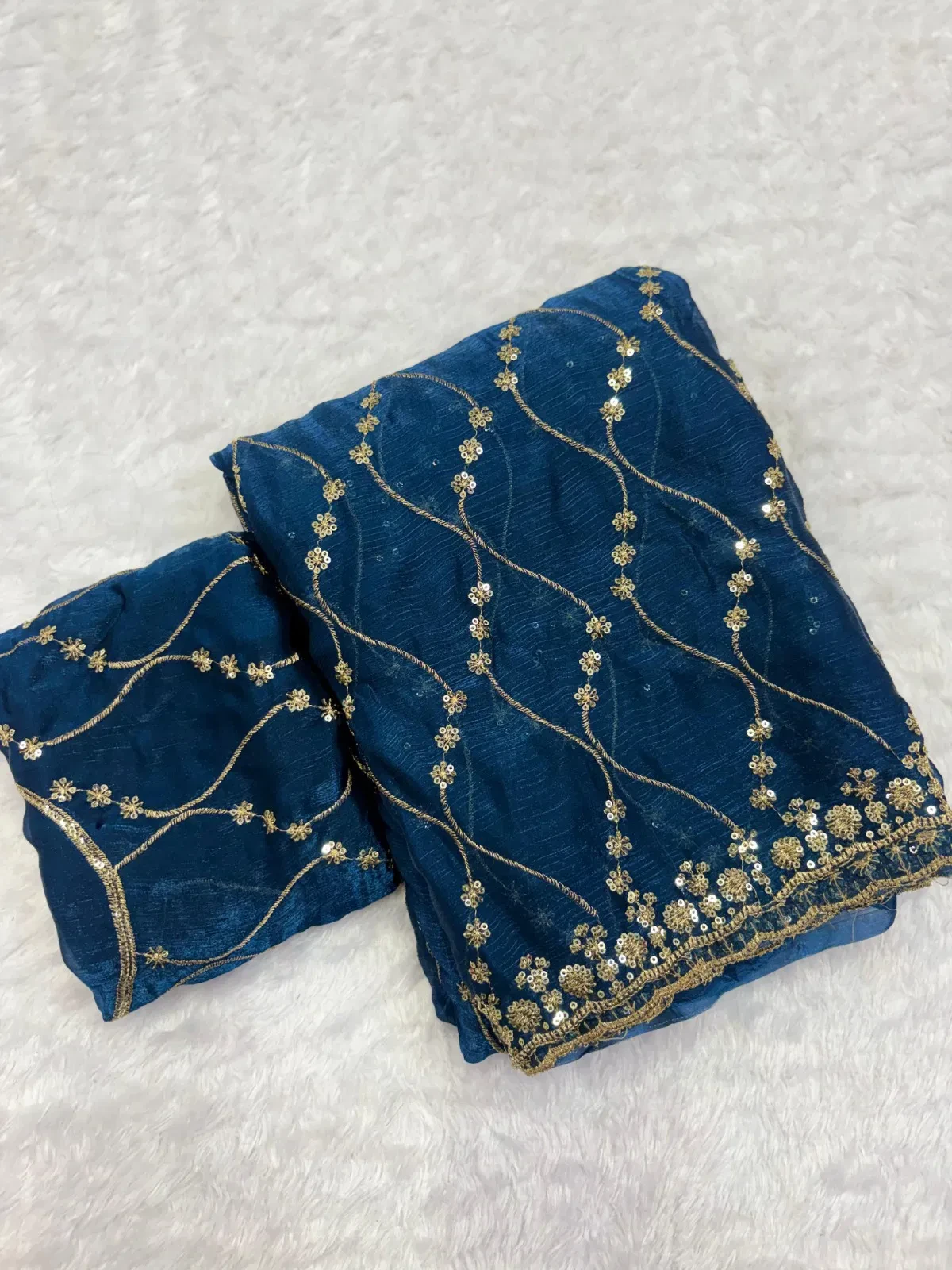 Ah Silver Fendy Chiffon Embroidery Worked Fancy Saree Collection