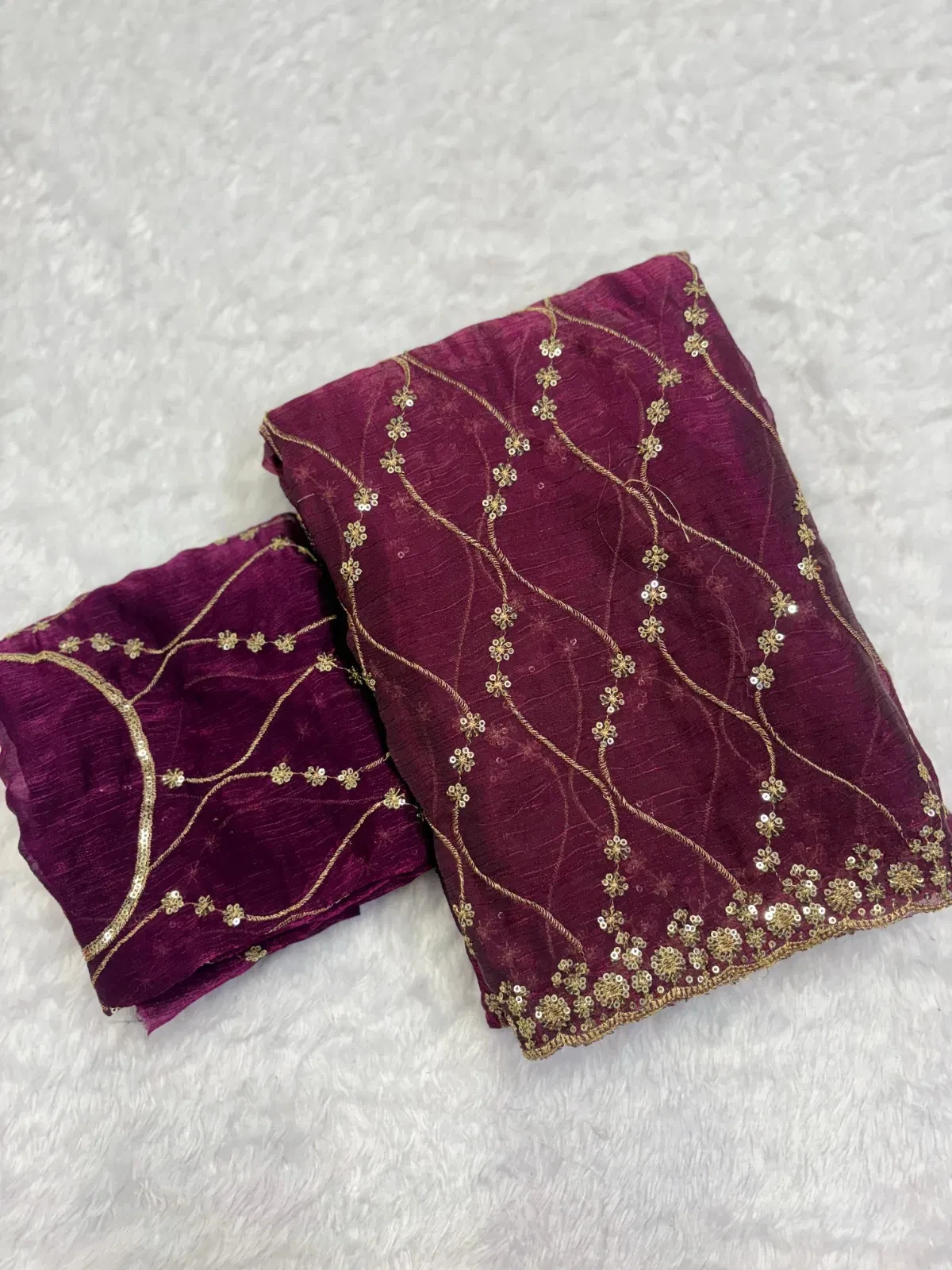 Ah Silver Fendy Chiffon Embroidery Worked Fancy Saree Collection