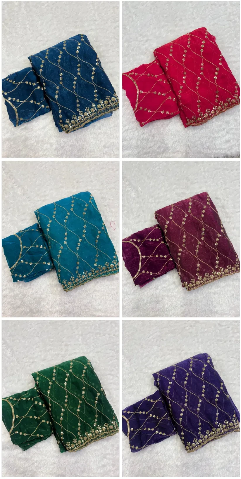 Ah Silver Fendy Chiffon Embroidery Worked Fancy Saree Collection