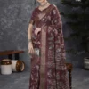 Apple Holland Silk 118 Silk Blend Charcoal Grey Printed Designer Saree Collection