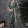 Apple Holland Silk 118 Silk Blend Charcoal Grey Printed Designer Saree Collection