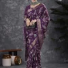 Apple Holland Silk 118 Silk Blend Charcoal Grey Printed Designer Saree Collection