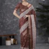 Apple Holland Silk 119 Silk Blend Rust Printed Designer Saree Collection