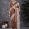 Apple Holland Silk 119 Silk Blend Rust Printed Designer Saree Collection